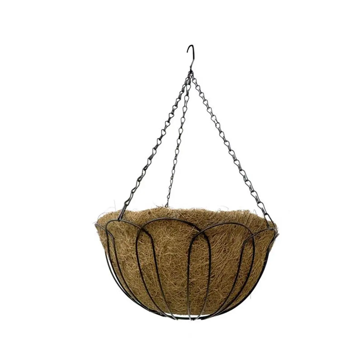 212 MAIN 12 in. Round Steel Hanging Basket - Rust-Resistant Black Frame, Built-In Liner, Water-Saving Design for Home Decor, Outdoor, Office Decor (Garden Supplies), Hanging Baskets