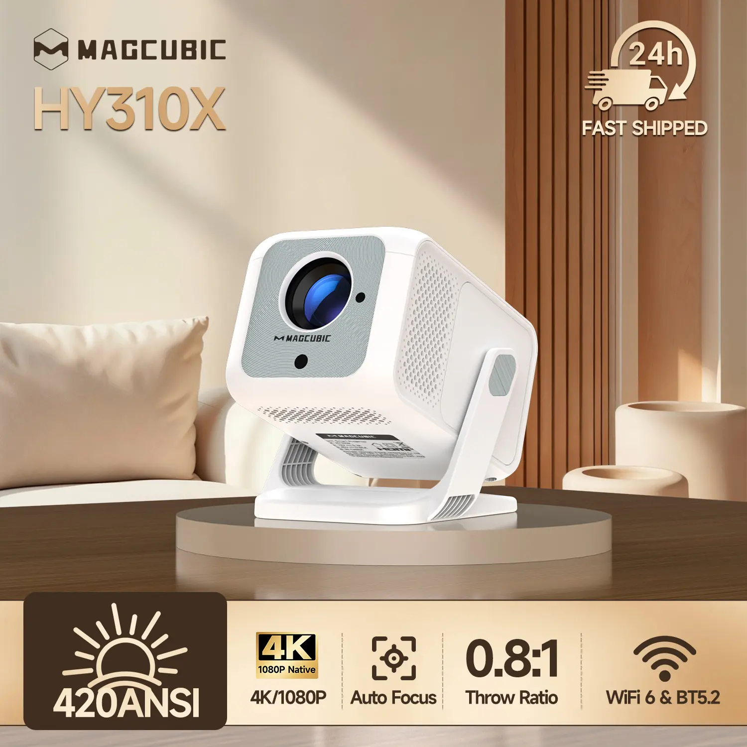[US warehouse] Magcubic Auto Focus HY310X Projector 420ANSI 4K Videosource Supported Full HD 1080P Android 11 Built-in 5W Speaker BT5.2 Auto Vertical Keystone for Outdoor Theater Stand Mini Portable Projector #SummerFinds #DealsForYouDays