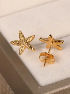 1 Pair Fashionable Novelty Marine Life Design Stud Earrings, Starfish Design Stud Earrings, Boho Jewelry For Women For Gift, Casual Trendy Jewelry