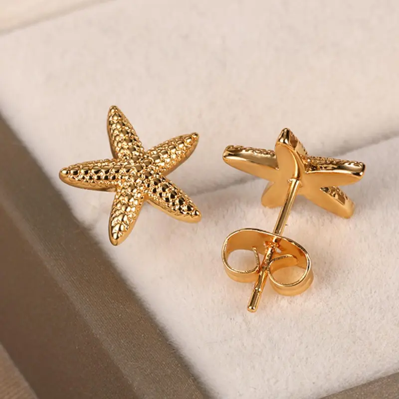 1 Pair Fashionable Novelty Marine Life Design Stud Earrings, Starfish Design Stud Earrings, Boho Jewelry For Women For Gift, Casual Trendy Jewelry, Studs Earrings