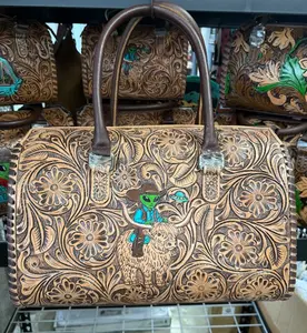Genuine hand tooled & painted speedy bag- Alien riding highland cow