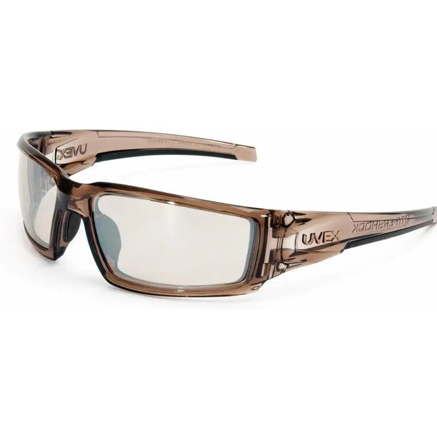 Uvex Hypershock Safety Glasses, Smoke Brown Frame with SCT Reflect-50 Lenses for Sports & Outdoor Activities