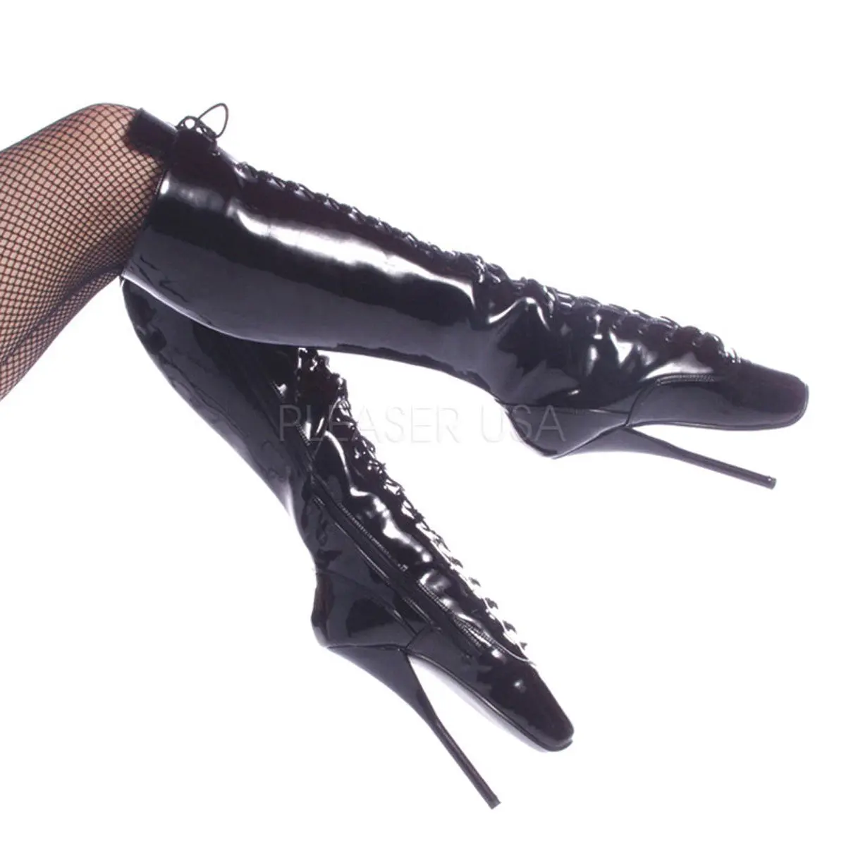 Women's Devious BALLET-2020 Black Patent Extreme Ballerina Knee-High Boots, Women's Footwear, High Heel Shoe