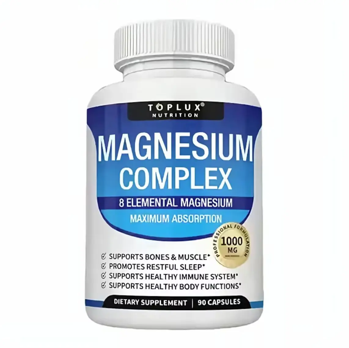 1 PACK Daily nutrition - Magnesium 8 Elemental Complex 90 Capsules 1000mg - Sources Men Women Bone Muscle Sleep Immune Support Nature Decent Fitness Dietary Supplement