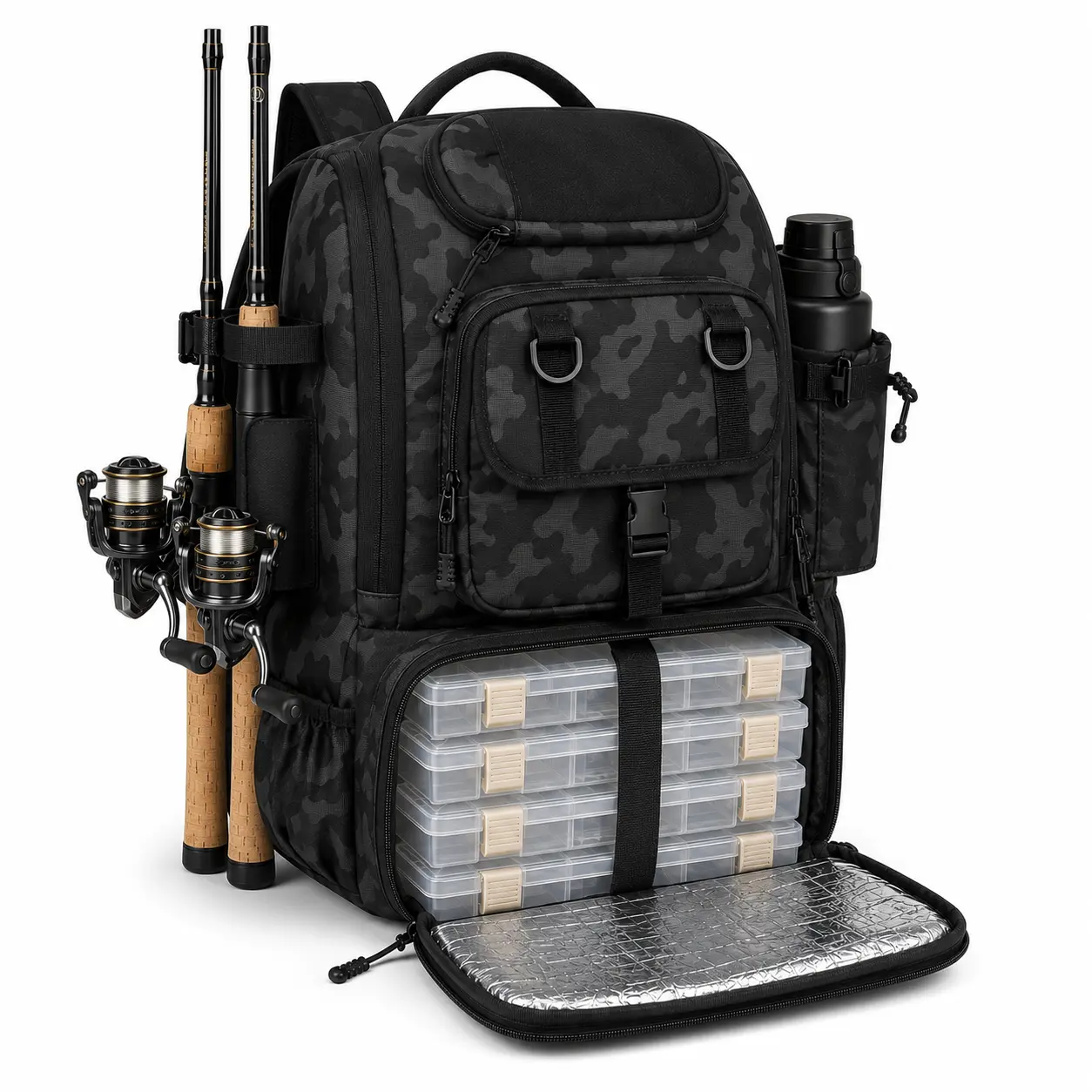 Hp Hope Fishing Backpack for Man, Professional Fishing Bag, Tactical Accessories Bag,40L Tackle Backpack,Fishing Tackle Storage Bag, Rod Holder Backpack, Waterproof Fishing Bag, Outdoor Camping Bag, Large Capacity Tackle Box Bag, Gear Bag ，rucksack