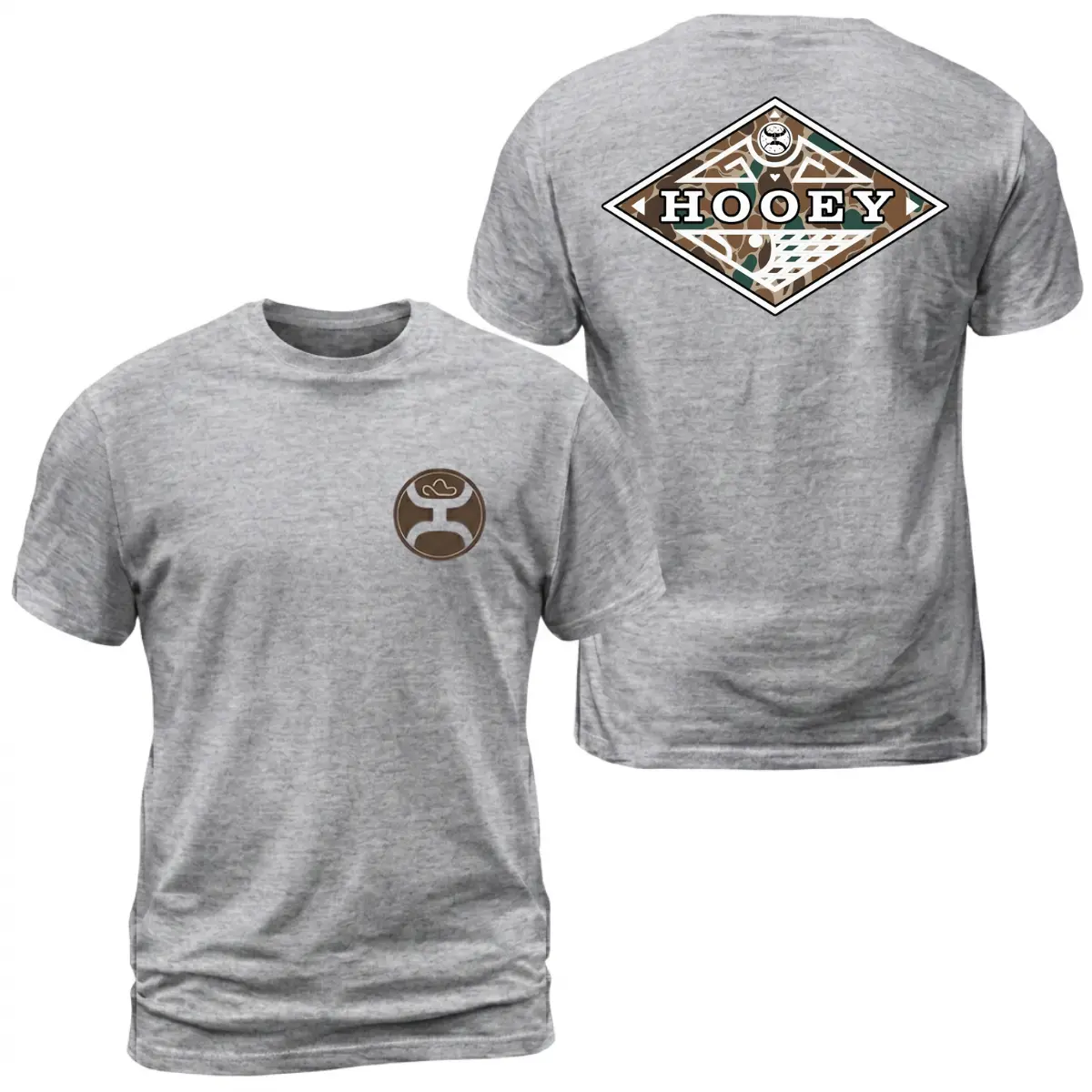 Hooey Camo Diamond Logo T-Shirt, Western Action Sports Brand Camouflage Graphic Tee, Hooey Patriotic Outdoor Hunting Western Shirt, Casual Daily Wear Tee For Men & Women, Apparel Made In The USA