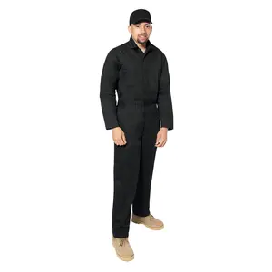 Black - Workwear Coveralls Contractor Mechanics Work Full Body Suit