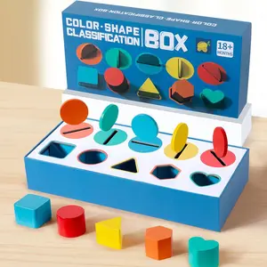 Wooden Color Shape Classification Box Toy, Shape Sorter, 1 Box Geometric Cognition Training Teaching Aid Table Game Toys, Educational Fun Toys for Kids
