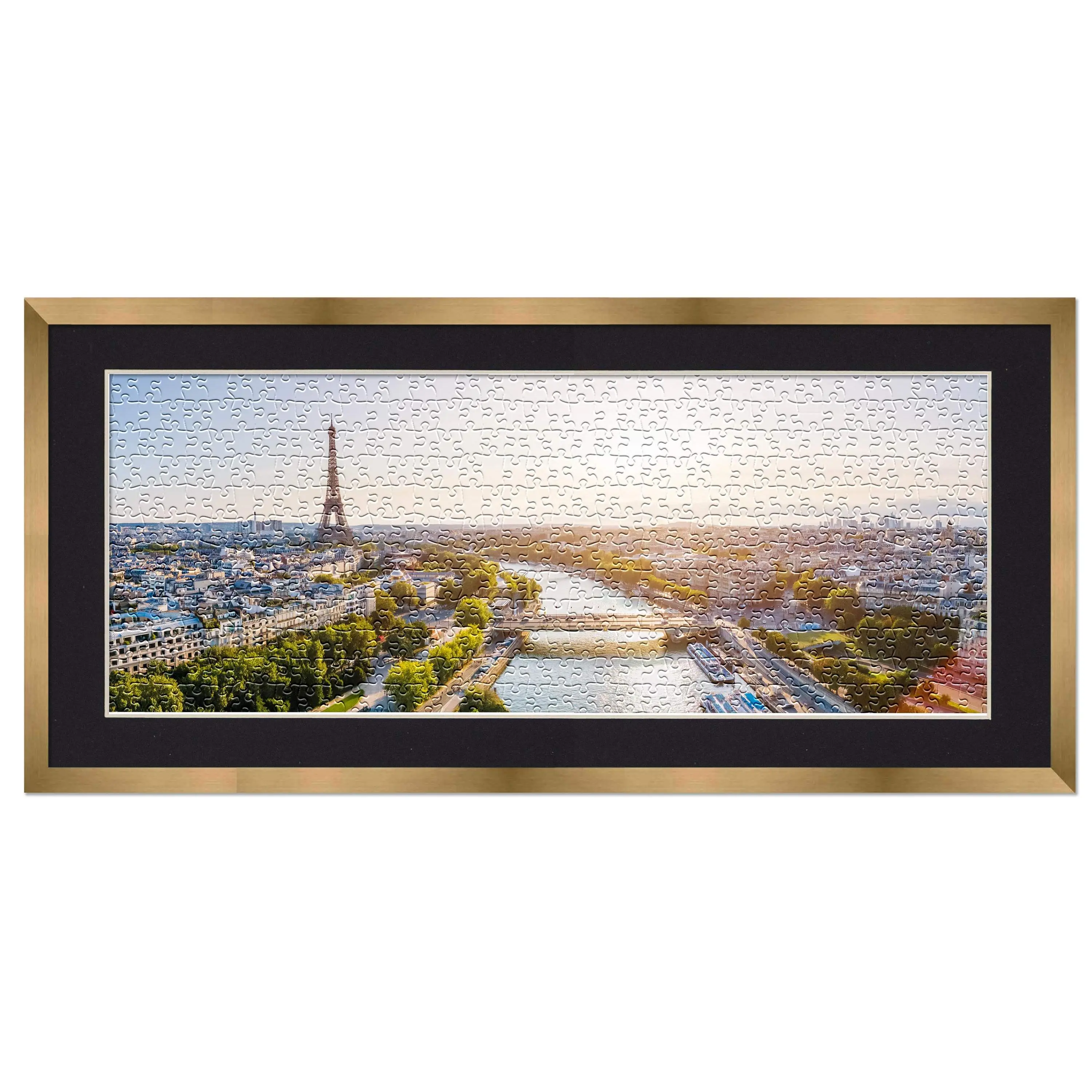 12x36 Jigsaw Puzzle Frame Kit - Kit Includes Puzzle Glue Sheets, Bronze Wood Puzzle Frame with Black Mat, UV Acrylic, Backing,, Hanging Hardware