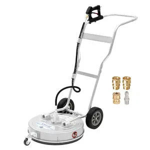 【fathersdaygift】RIDGE WASHER 20-in High Flow Leak Proof Surface Cleaner with Dual Handle, Stainless Steel, Lock Mechanism & Bigger Stable Wheels for Pressure Washers – Ideal for Driveways, Patios