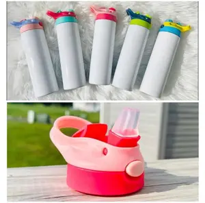 20oz Blank Sublimation Sippy Cup for Children White Straight Stainless Kids Drinking Tumbler Sport Water Bottles with Handle