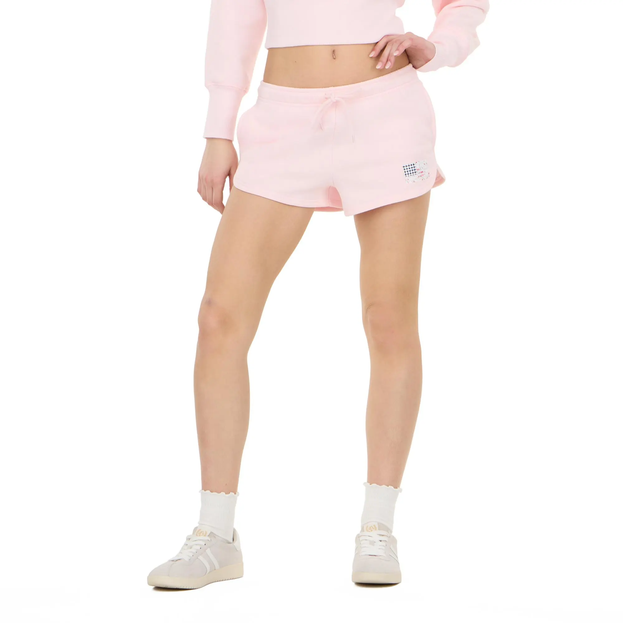 Forever 21 Women's Flag Graphic Fleece Shorts with Elastic Drawstring Waist, Casual Everyday Bottom with Pockets for a Comfortable Fit