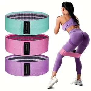 3-Piece Stackable Medium Resistance Elasticity Bands, Durable Stretching Band Workout Accessories for Legs, Glutes, Squats, Home & Outdoor Fitness (Pink, Purple, Green)