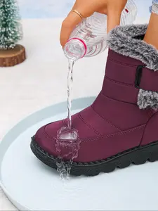 Women's Winter Snow Boots with Fur Lining, Warm Anti-Slip Waterproof Shoes, Comfortable Outdoor Non-Slip Booties for Cold Weather