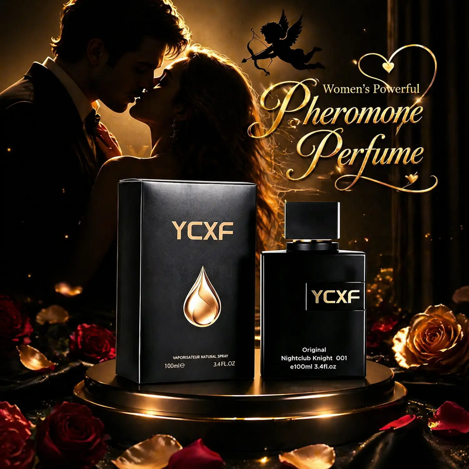 YCXF New Men's Pheromone Cologne - Pheromone-Powered, Long-Lasting Warm Blend Fragrance Scent Blend with Saffron, Aged Rum, Burnt Cedarwood Notes, Aromatic Option for Enhanced Appeal, Ideal for Mens Gifts
