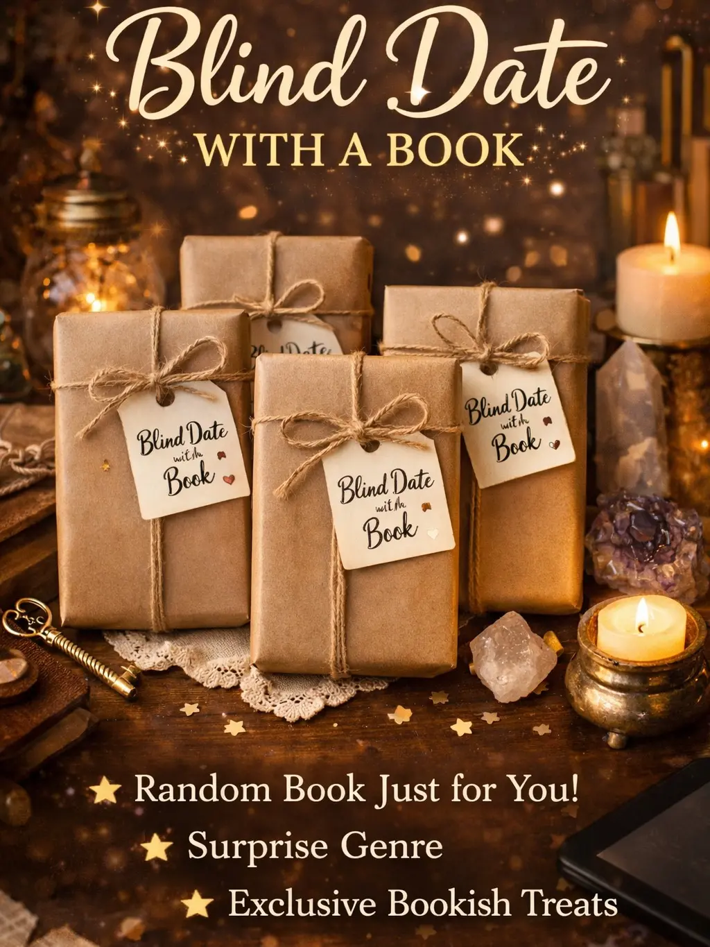 Blind-Date With a Book Gift Kit - Blind-Date Mystery Adult Novel, Personal Reading Set with Stickers for Sticker Decor, Annotating Tool, Book Club & Christmas in July Appreciation Gift (Specify Genre via Message)