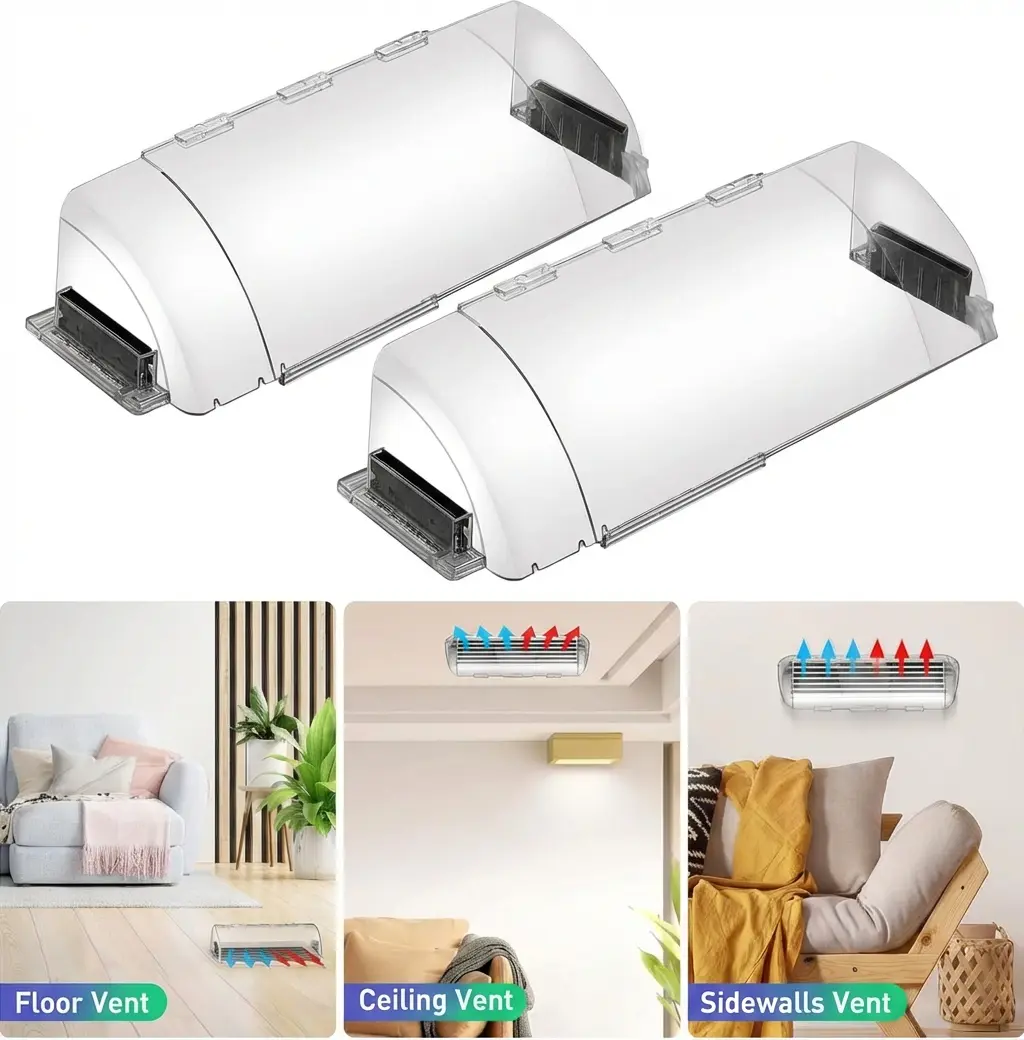 Adjustable Air Vent Deflector 2 Pack 9"-15.5" – Strong Large Magnets for Floor, Wall, Ceiling AC Registers