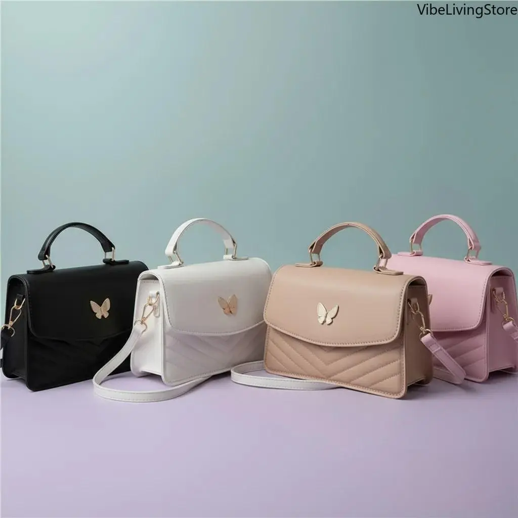 Women's Quilted Mini Crossbody Bag, Street Trend PU Leather Shoulder Purse with Butterfly Clasp and Chain Strap, Crossbody Purses, Casual Shoulder Purse