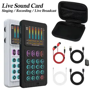 Portable Live Audio Mixer, Voice Changer Device, Handheld Sound Card, Wireless Microphone Set, Bluetooth-compatible Connectivity, Ideal for Podcasts & Gaming