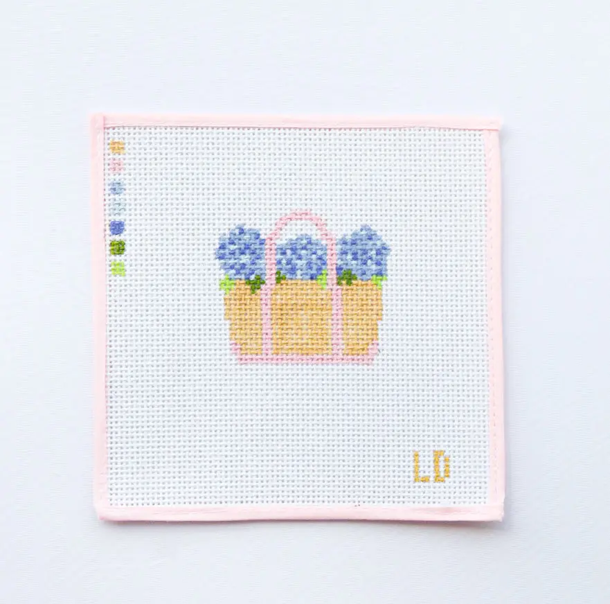 Small Size Hydrangea Boat and Tote Canvas Embroidery DIY Kits - 8 Colors, 13 Mesh Count, Needlework Craft Supply for Toys & Hobbies Enthusiasts