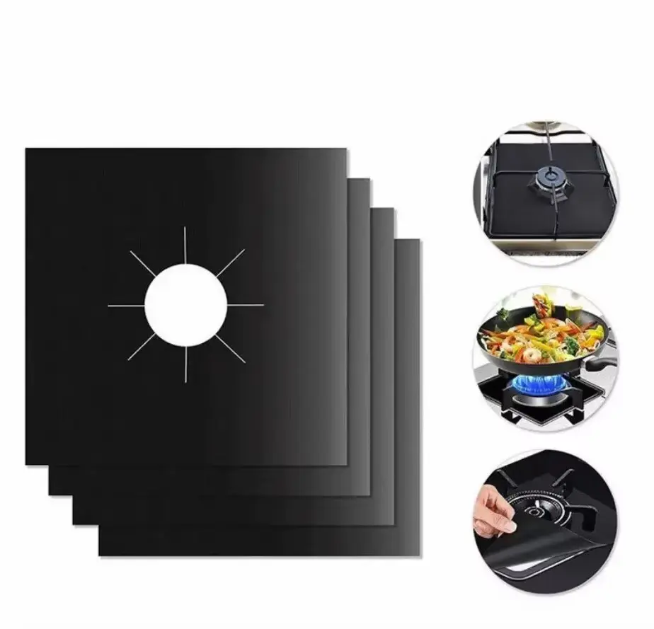 4 Pack Gas Stove Burner Covers – Non-Stick Oil Splash Guard, Easy Clean Kitchen Protector for Daily Cooking
