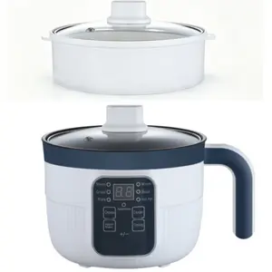 Multifunctional smart electric pot with steamer for convenient steaming, boiling, and cooking; integrated pot with overheat and dry protection; 6 cooking modes; mini steamer; nonstick double-layer pan; suitable for 1–2 people; rice, soup, pasta, steak, et