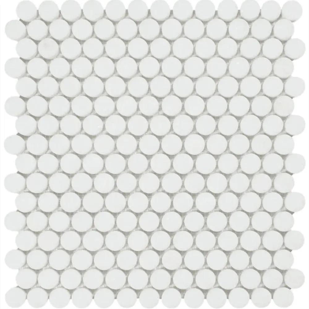 Thassos White Penny Round 12x12 Polished/Honed Marble Mosaic Tile