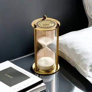 Countertop Metal Hourglass Timer, Metal Construction, Retro Bronze Design, Office Desktop Decoration Ornament, Decorative Element, Unique Timepiece Accessory, Durable Metal, Timer Clock