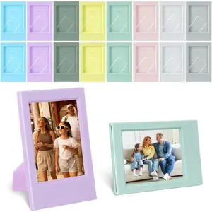 16 Pack 3 Inch Picture Frame Set with Stand, 8 Assorted Colors Including Lavender, Sakura Pink, Mint Green for Fujifilm Instax Mini Polaroid Film Photos, Tabletop Display for Home Office Desk Decor