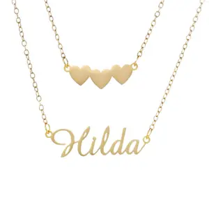 AS048 Customized Stainless Steel Love English Name Double-layer Necklace Customized Love Letter Pendant Female