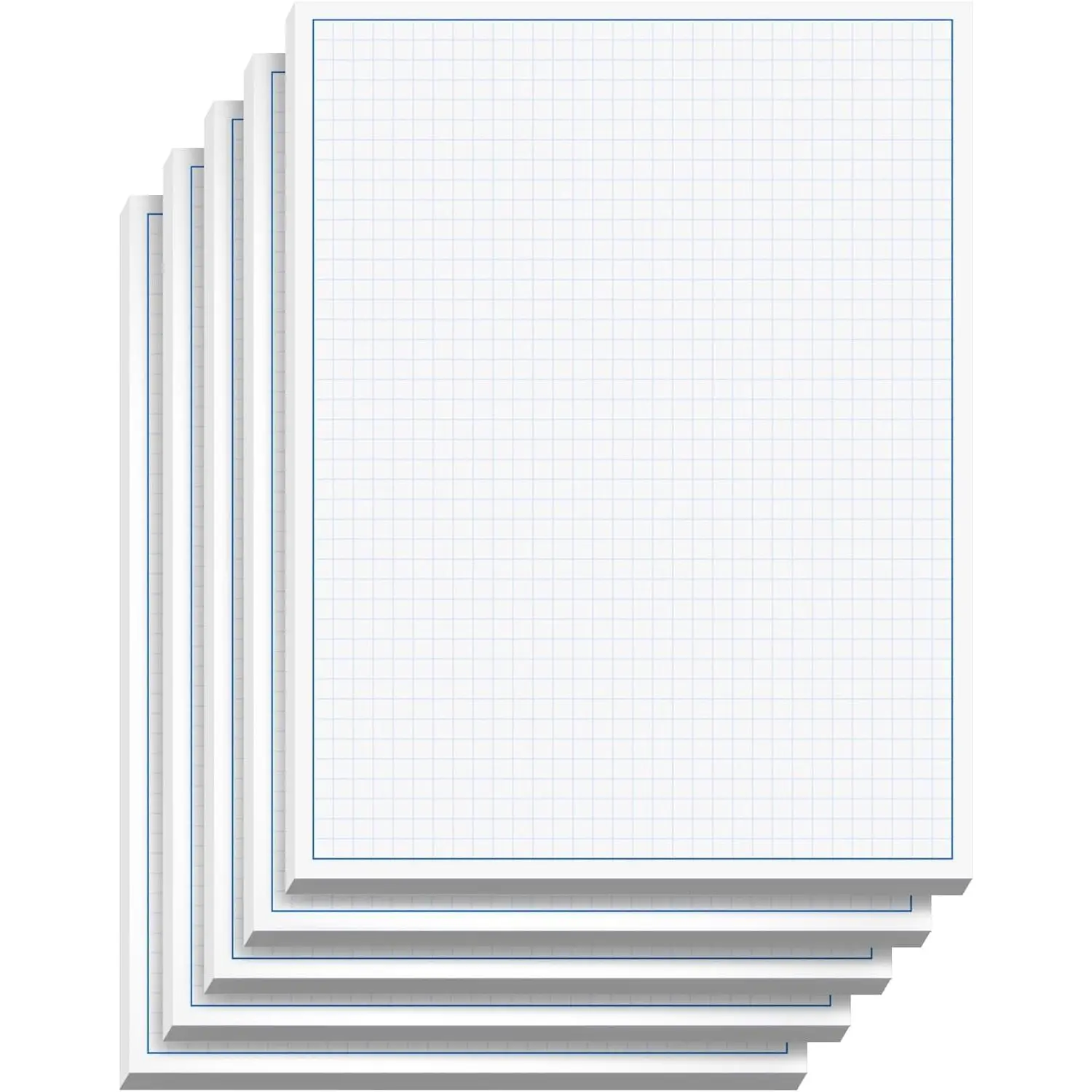 Graph Paper Pad for Blueprint Drawings, Drafting, Engineering Drawing, and Planning - Graph Paper 8.5x11 Blueprint Quadrille Grid Paper Pads with Blue Lines, High Brightness 50 Sheets (5-Pack)