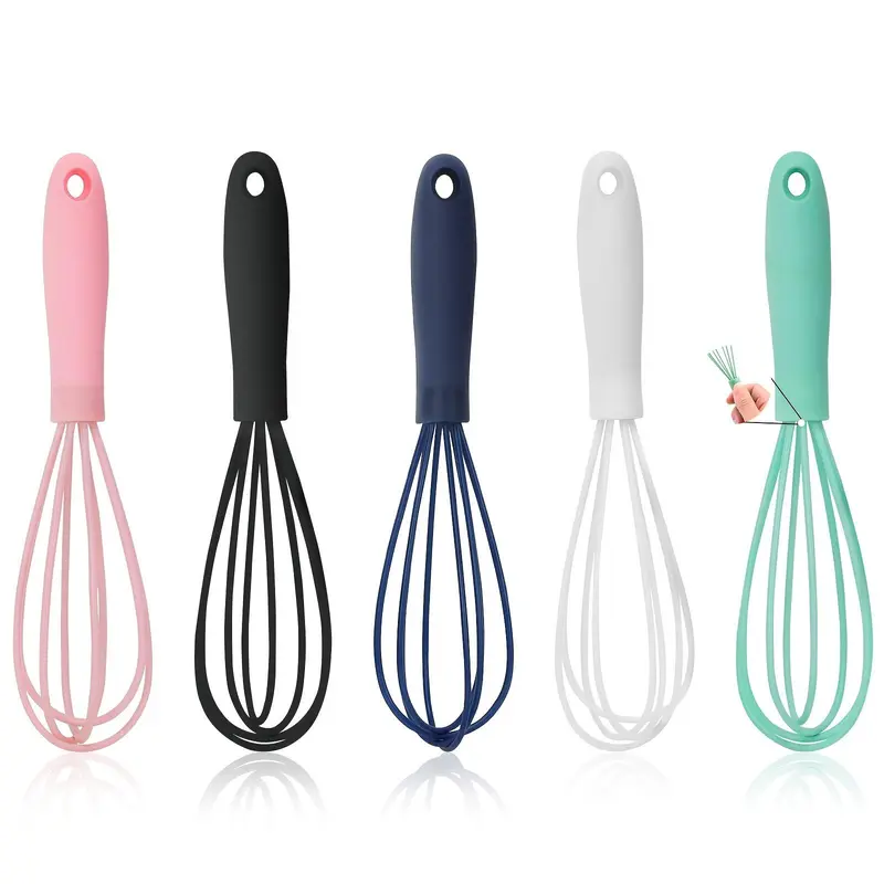 Mini Silicone Whisk Set, 5 Counts Handheld Colorful Mini Egg Beater, Balloon Egg Beater for Whisking, Cooking, Baking, Beating, Frothing, Stirring, Baking Supplies