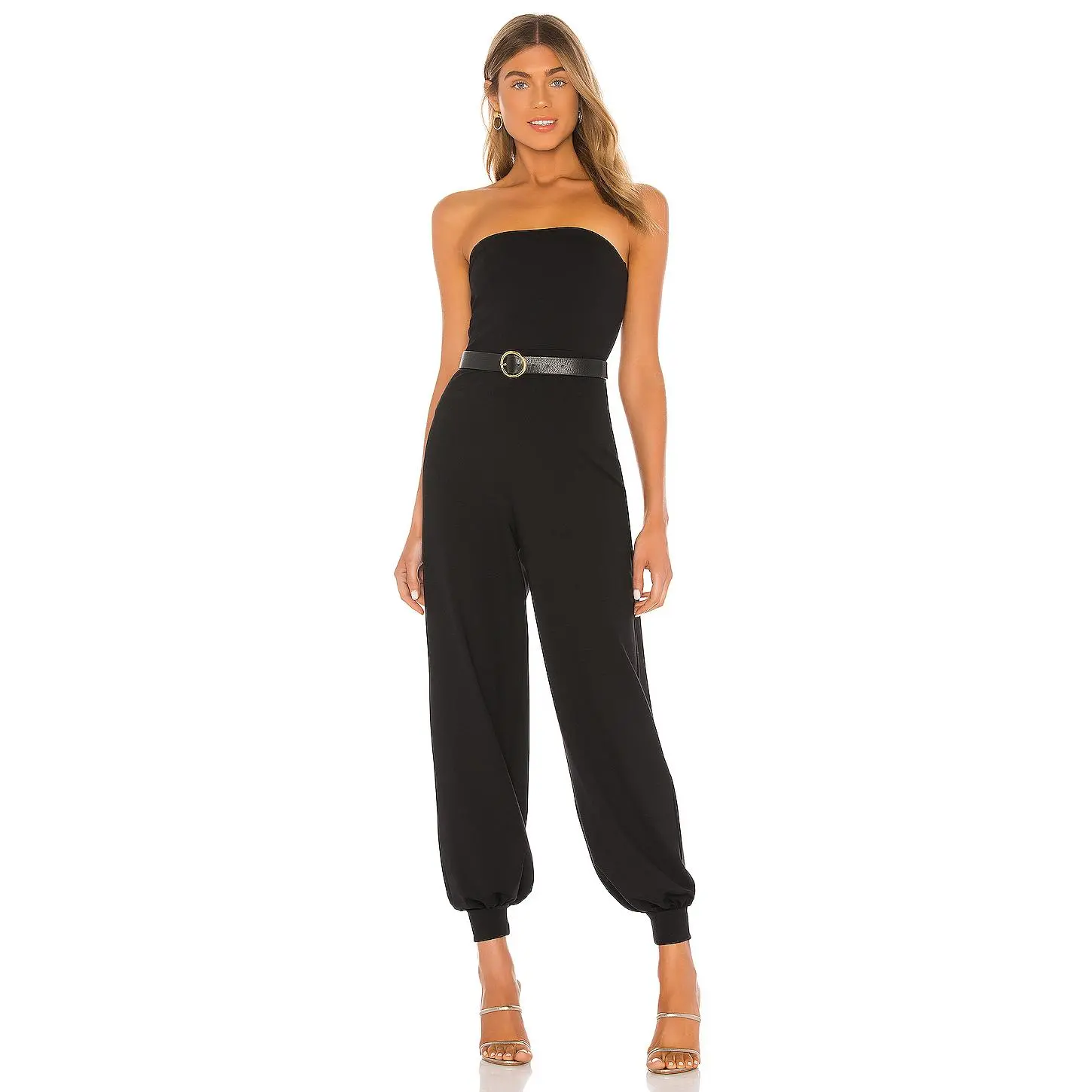 Susana Monaco Strapless Cuffed Ankle Jumpsuit in Black