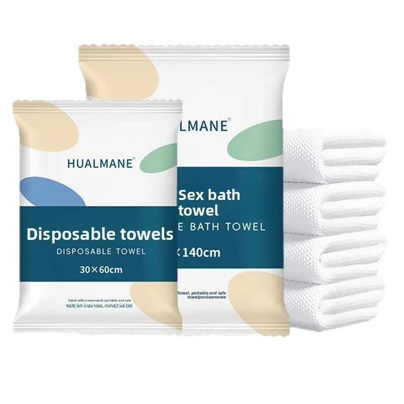 Disposable Cotton Bath Towels, Thick Lint-Free Individually Packaged Enlarged Size, Hotel-Like Packaged Bath Towels for Travel Use, 10-Piece Wholesale Value Pack for Travelers, Disposable Bath Towels