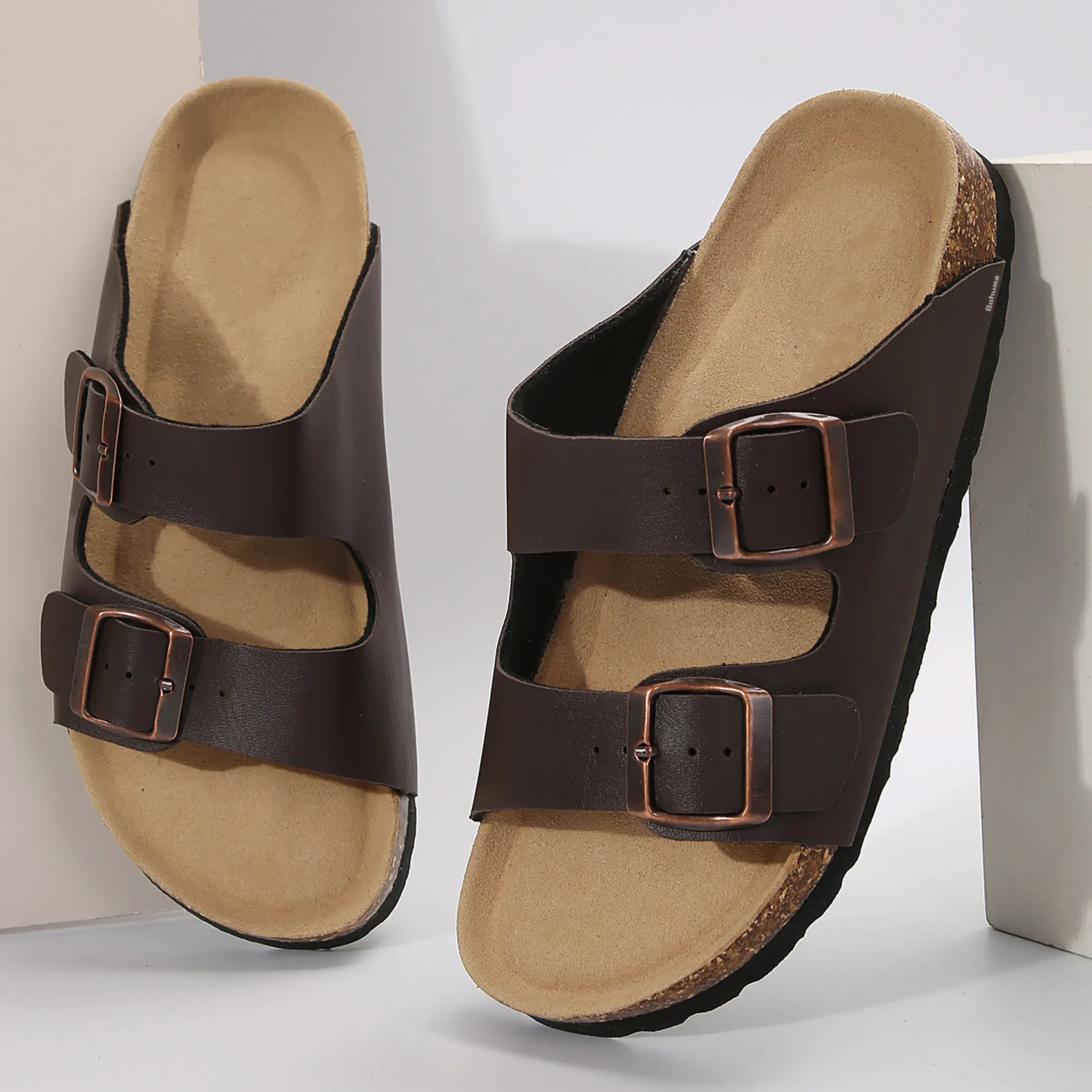 Women's Cork Footbed Slides Adjustable Buckled Slip on Slippers Open Toe Softy Flat Sandals Springfresh Summer Vibes