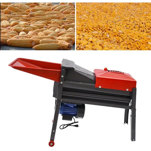 Automatic Electric Corn Threshing Machine - Heavy-Duty Freestanding Steel, Automatic Operation, Includes 1*Motor, 110V US Plug, 0.48KW, 2800rpm, 2204-3307lbs/h, 81*46*74cm, Specialty Garden Tool for Farm Users & Home Corn Kernels Processing