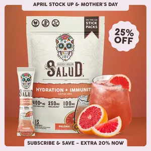 Salud 2-in-1 [Hydration + Immunity - Paloma] Electrolytes Powder, Agua Fresca Drink Mix, Elderberry, Dairy & Soy Free, Non-GMO, Gluten Free, Vegan, Low Calorie, 1g Sugar (15 Servings)