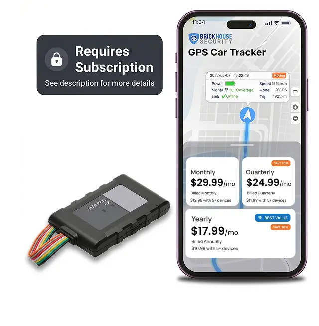 BrickHouse Security Livewire 4 4G LTE Auto GPS Tracker Device - Internet Connected, Real-Time Vehicle Tracking, Geofencing, Speed Alerts, No Batteries Required (Subscription Required) for Cars & Trailers, Portable