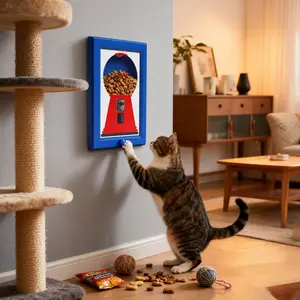 1 piece wall mounted blue candy dispenser, photo frame design candy box twister, hanging candy photo frame box, candy box, convenient and quick to dispense candy, nuts, also suitable for filling pet snacks, Christmas decorations, Christmas gifts