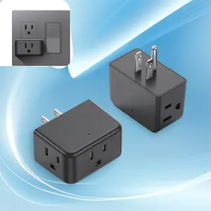 2 Pack 3 Way Outlet Splitter ETL Certified Multi Plug Wall Outlet Extender Portable Power Expander Black for Home Kitchen Bathroom Cruise Travel