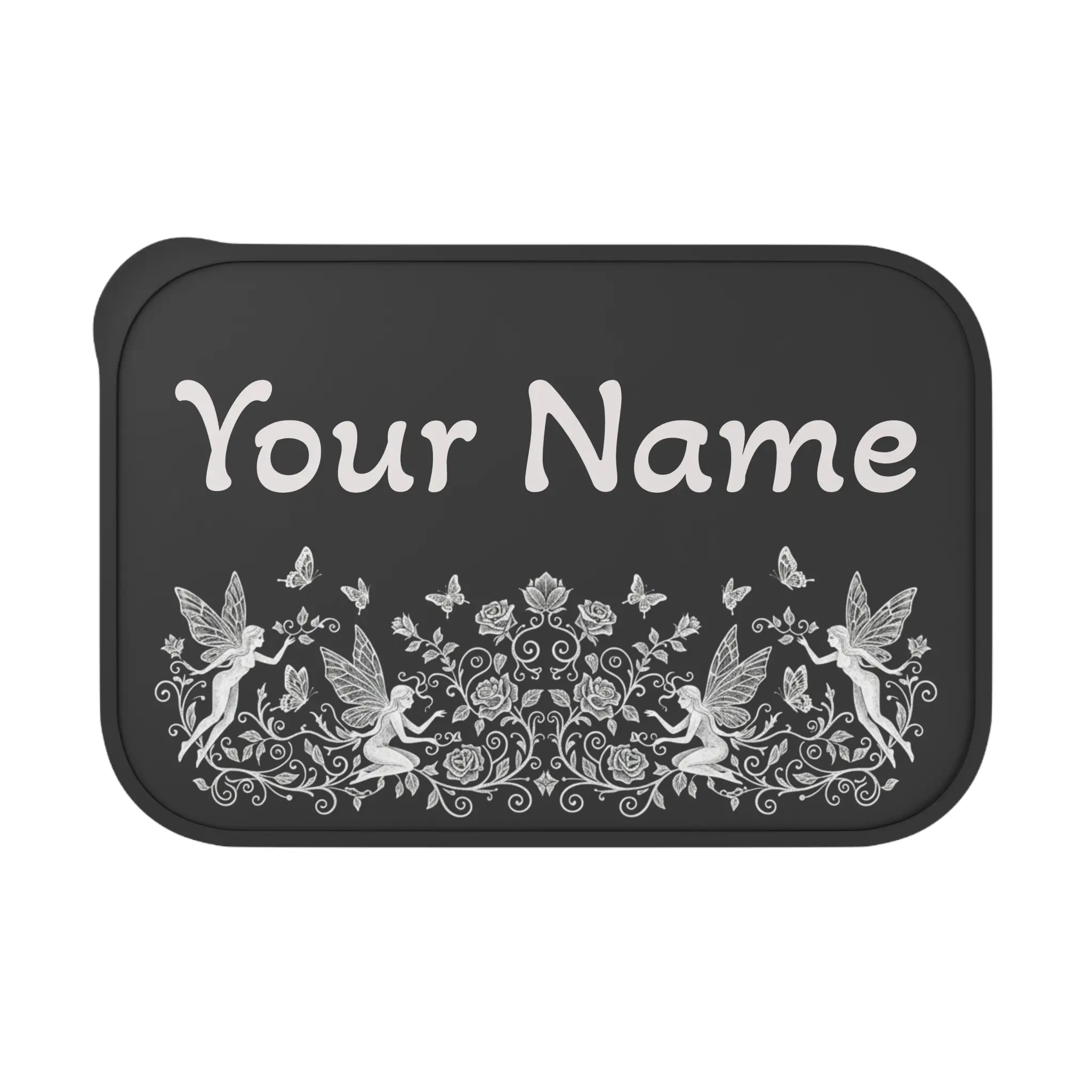 Fairy floral personalized name design Bento Box PLA lunch container with utensils