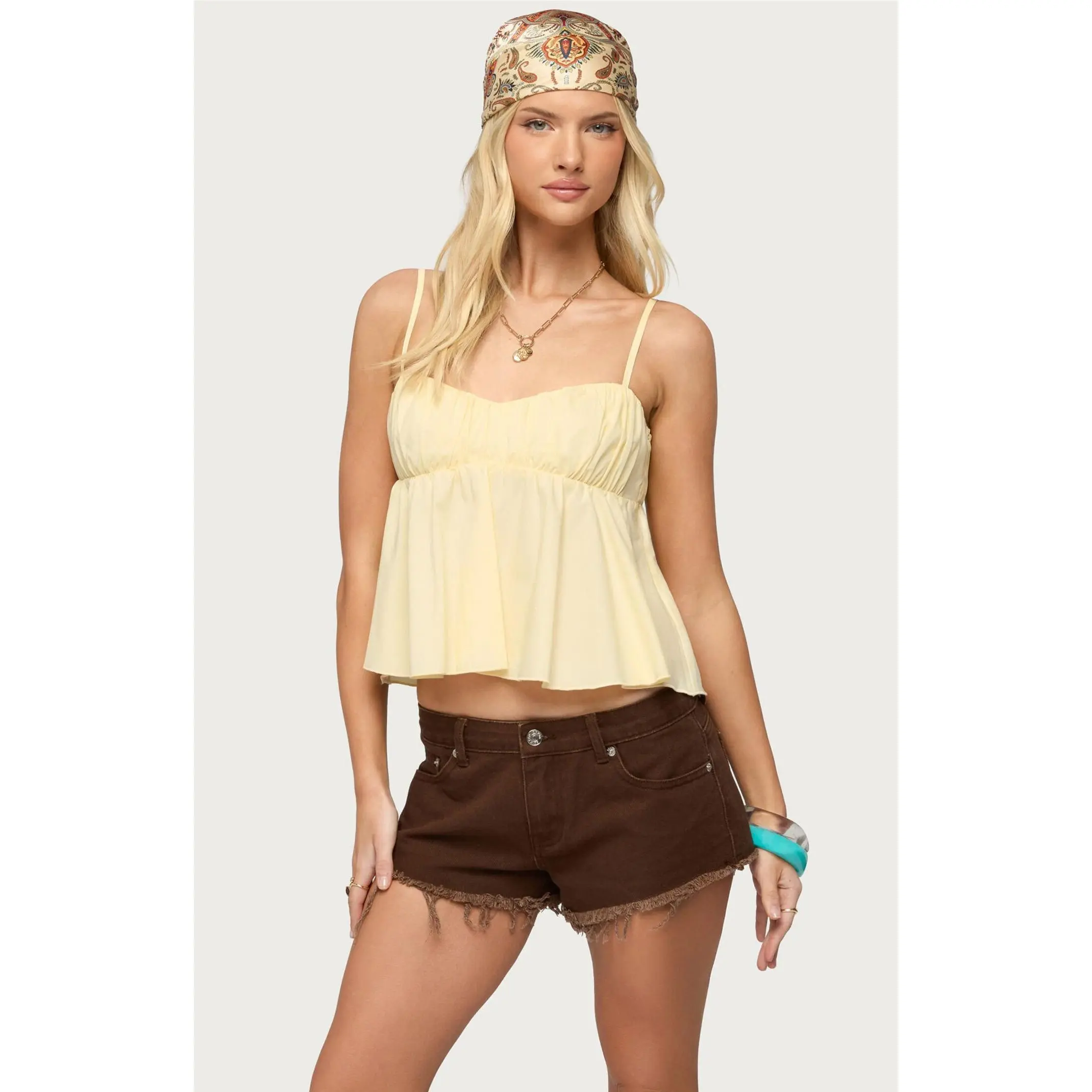 Edikted Women's Byrdie Ruched Babydoll Tank Top