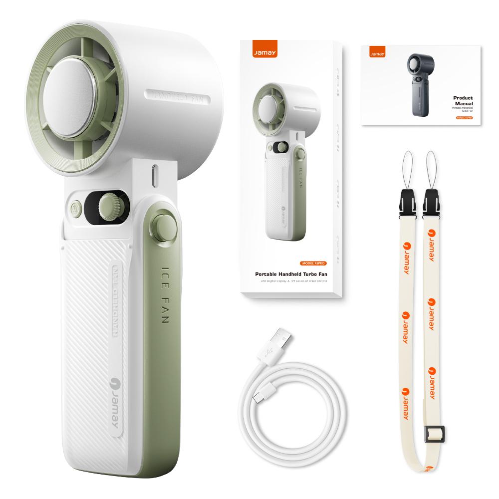 Portable fan, Portable Handheld Turbo Fan, Handheld High Speed Fan, 199 Adjustable Levels, Up to 30 hours of use, One-Click Semiconductor Cooling, Foldable Design, Ideal for Summer Travel & Outdoor Activities