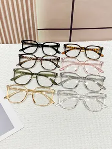 Women's Plastic Round Frame Fashion Glasses, Leopard Print Colorful Transparent Frames, Casual Street Style Eyewear for All Seasons, Leopard Pattern Eyeglasses