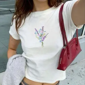 Wildflower Baby Tee, Y2K, 90s, Floral Baby Tee, Trendy Y2K Shirt, Women's Clothing, Flowers Shirt, 90s Style