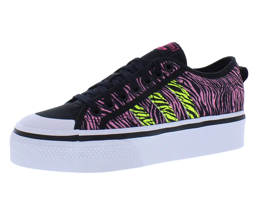 Adidas Women's Nizza Platform Canvas Low-Top Sneaker - Classic Casual Footwear for Everyday Streetwear, Sports Use