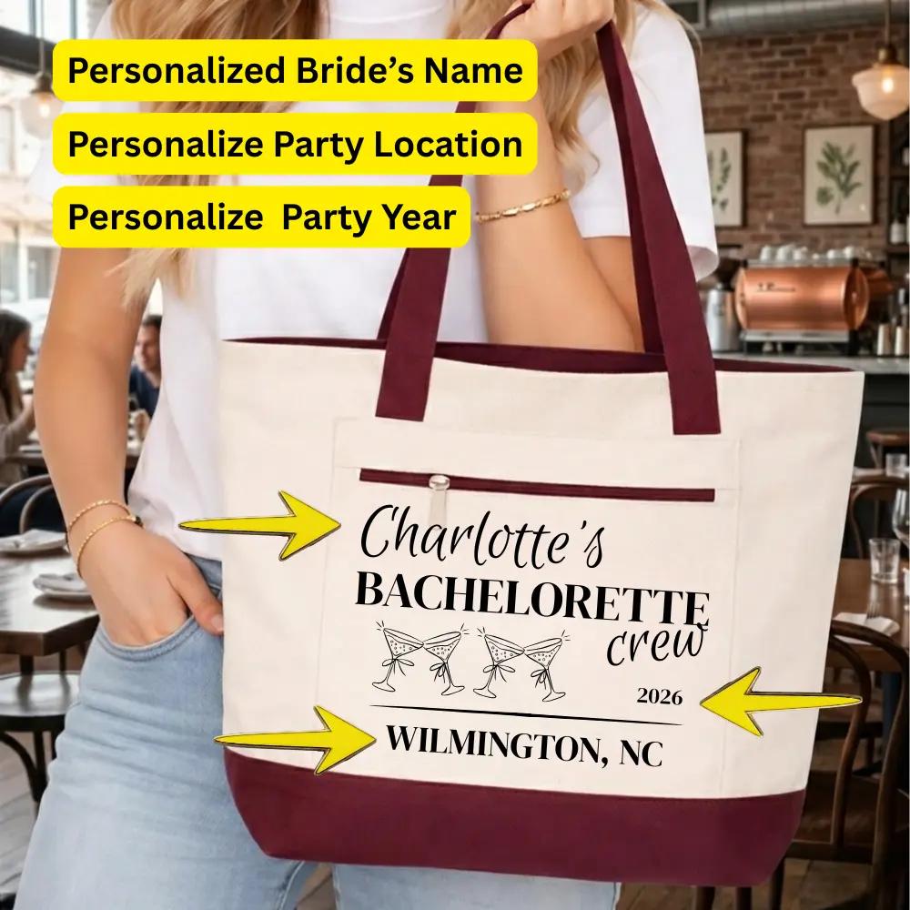 Ultimate Personalized Bachelorette & Bride Zippered Tote