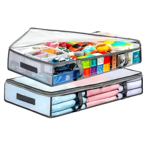 Under Bed Storage Containers Bins, Humid-Proof Plastic Underbed Storage, Under the Bed Blanket Storage with Handles for Clothes Boxes Organiser