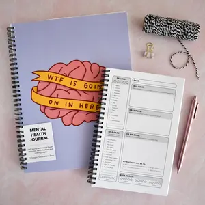 WTF Is Going On In Here Mental Health Journal With Prompts - Undated Daily Habit Planner Best Mood Tracker or Brain Dump - Therapy Notebook