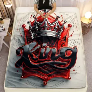 "King" Blanket Featuring a Crown Design, Printed in High Definition. Cozy And Warm Flannel Blankets Suitable for Travel, Camping, Or Use on a Sofa, in The Living Room, on a Couch, Chair, Or Bed. A Perfect Gift for Family Or Friends  Soft, comfortable